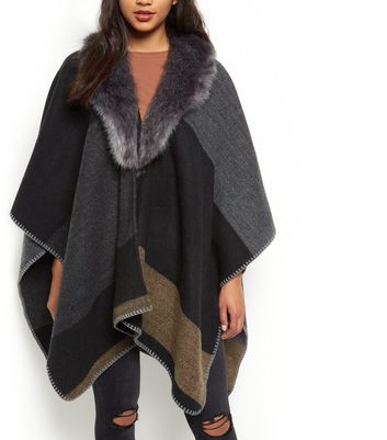 faux fur trimmed wraps shawls