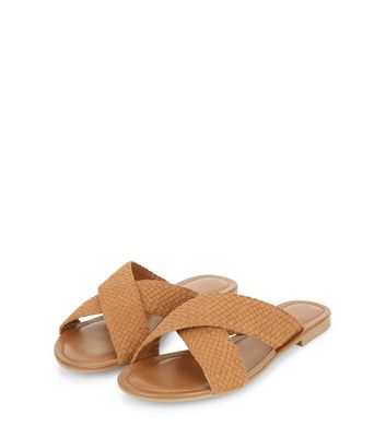 new look tan sliders