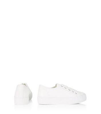 White Thick Sole Lace Up Trainers | New 