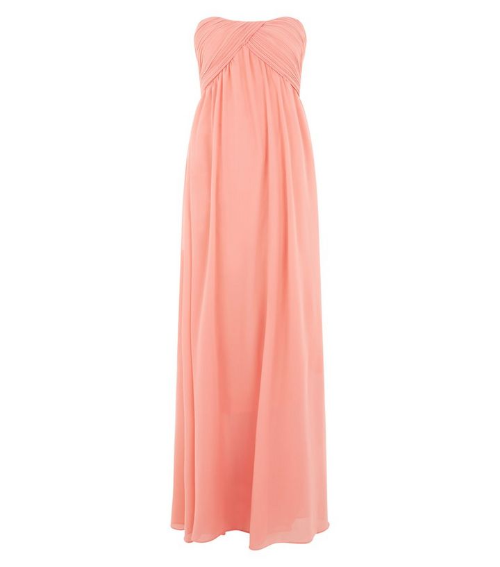 Amalie Amber Coral Bandeau Maxi Dress New Look