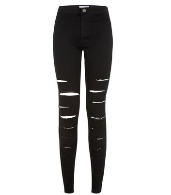 womens black ripped high waisted jeans