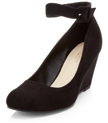 Black Comfort Ankle Strap Wedges | New Look