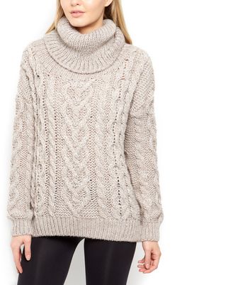 cable knit roll neck jumper womens