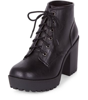lace up ankle boots with block heel