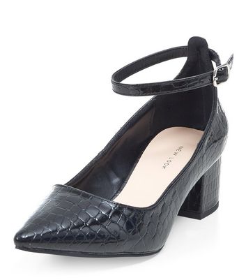 black block heel shoes with ankle strap