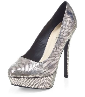 dark silver high heels