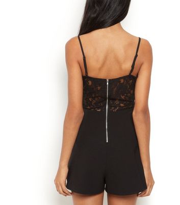 new look black lace playsuit