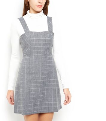 grey check pinafore dress