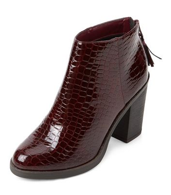 red crocodile ankle boots