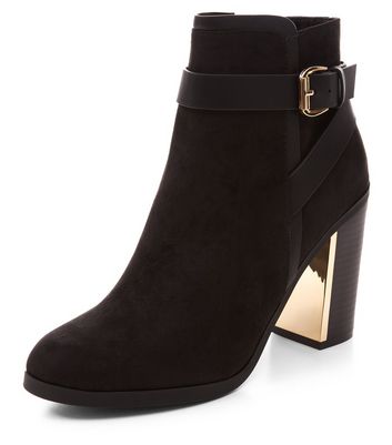 new look black block heel ankle boots