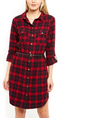 red checked shirt dress womens