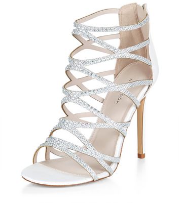 White Embellished Strappy Heels | New Look