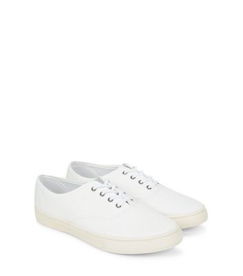 Cream Lace Up Plimsolls New Look