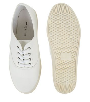 Cream Lace Up Plimsolls New Look