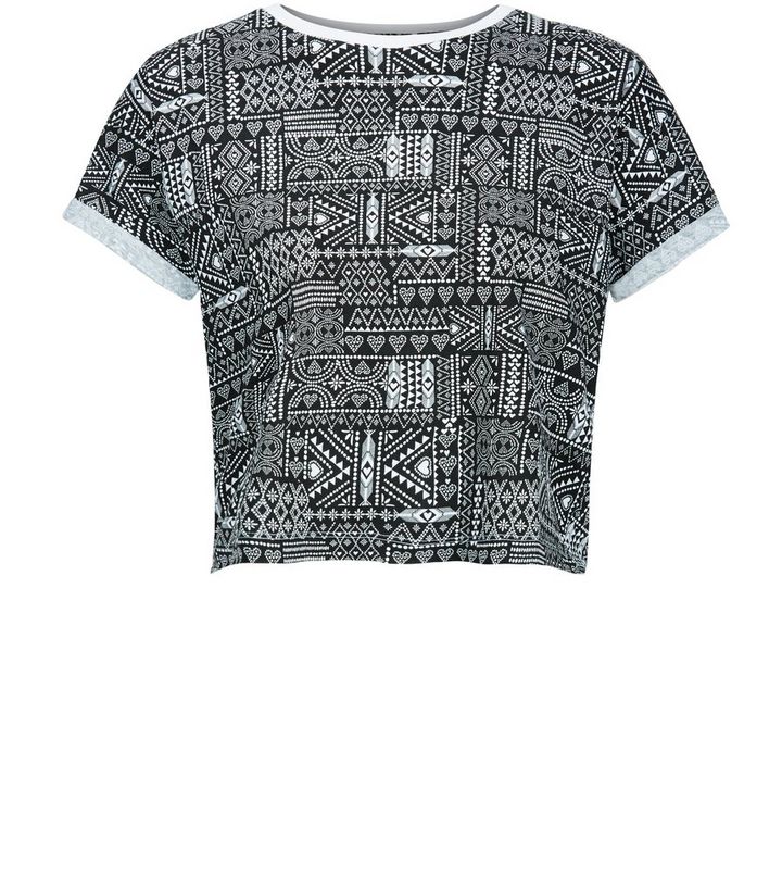 Teens Black Aztec Print Crop Top New Look