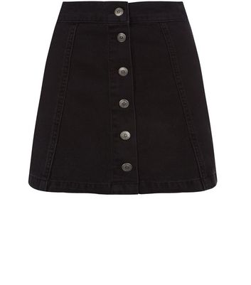 petite black denim skirt