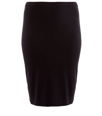 Curves Black Pencil Midi Skirt New Look