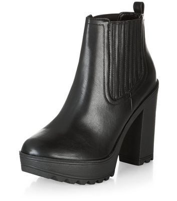 leather block heel chelsea boots