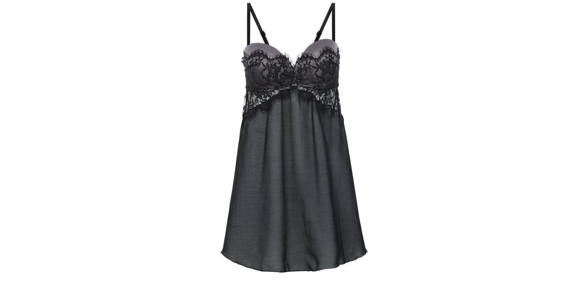 Black Premium Eyelash Moulded Chemise New Look