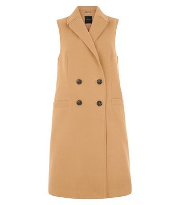 sleeveless camel jacket