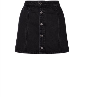 petite black denim skirt