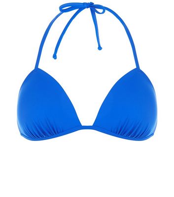 Blue Moulded Triangle Bikini Top | New Look