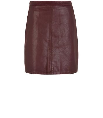 burgundy leather skirt new look