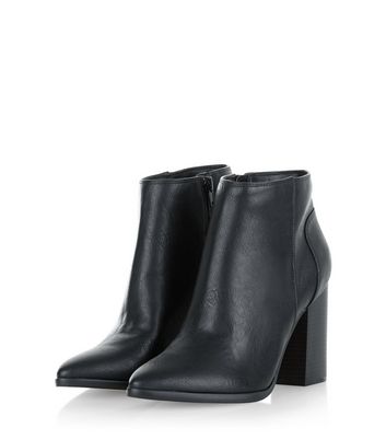 black block heel pointed boots