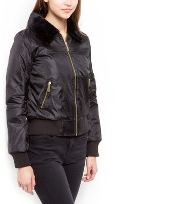 leather bomber jacket with fur collar womens