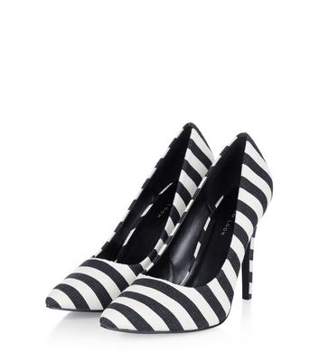 black and white striped shoes heels