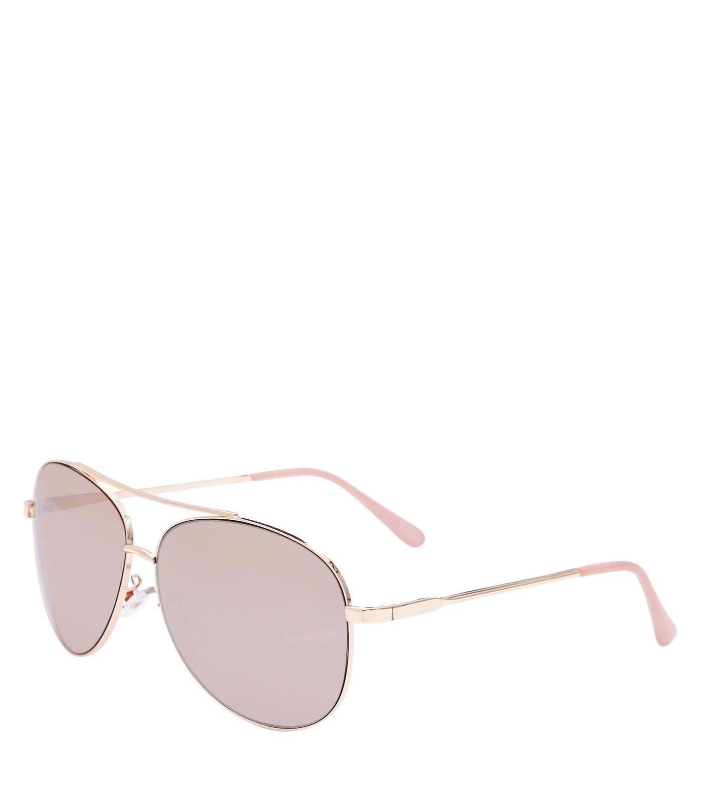 Pink Mirrored Pilot Sunglasses Image 2