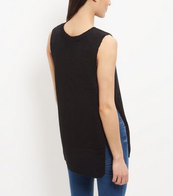 womens black sleeveless jumper