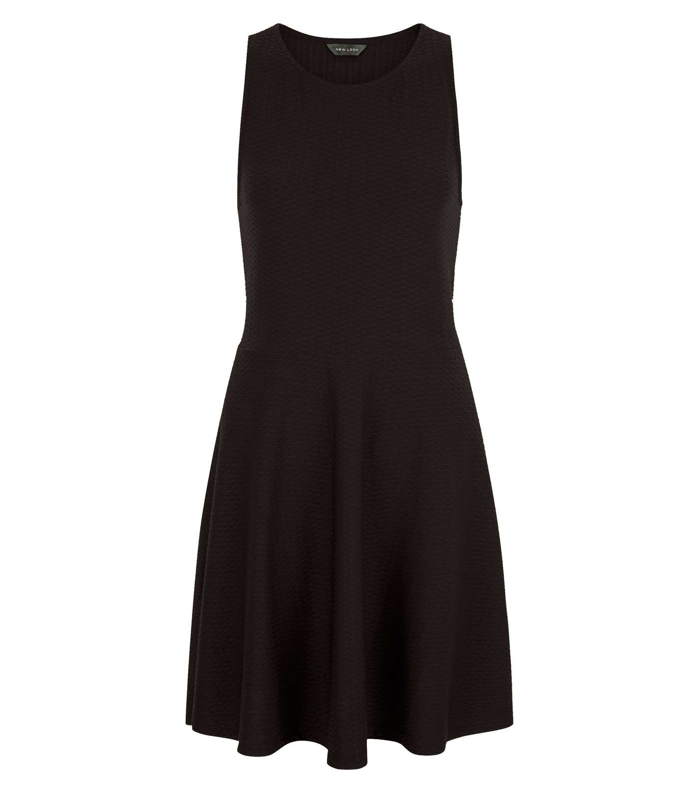 Black Jacquard Textured Skater Dress Image 4