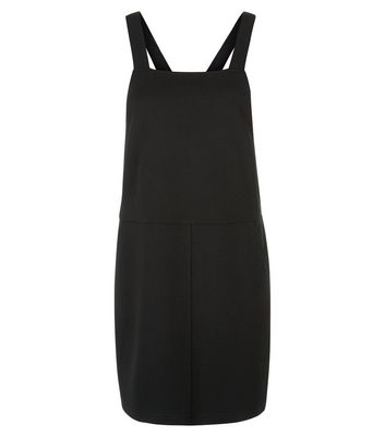 new look black dungaree dress