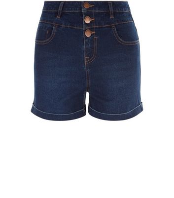 high waisted denim shorts new look