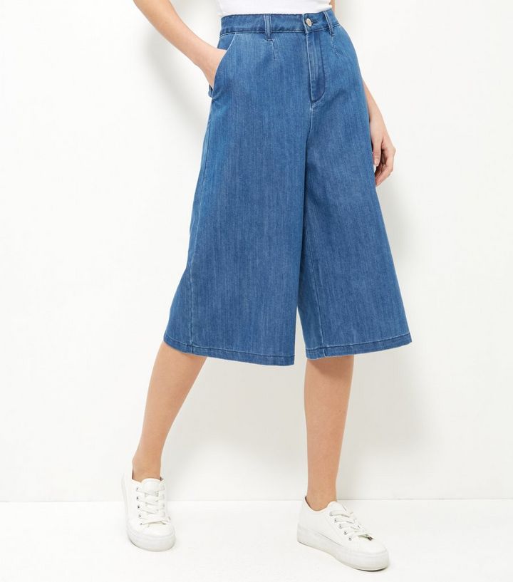 Navy Denim Culottes New Look