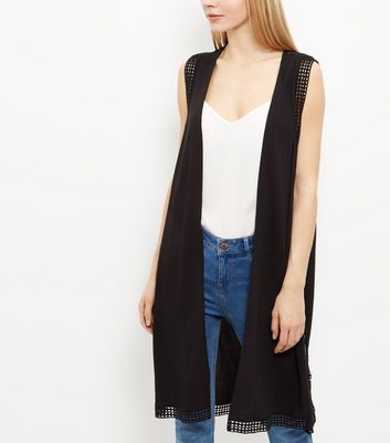 ladies longline sleeveless cardigan