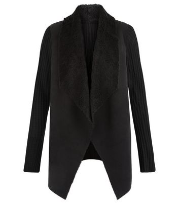 black fleece cardigan