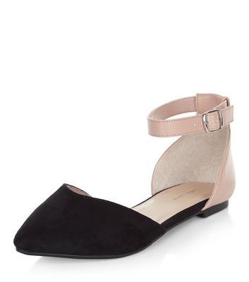 womens black flats with ankle straps