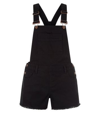 black dungaree shorts