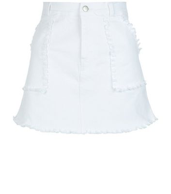new look white denim skirt