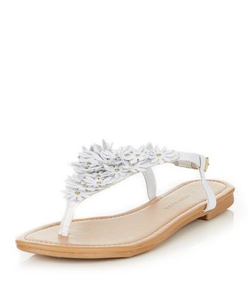 Teens White Floral Sandals | New Look