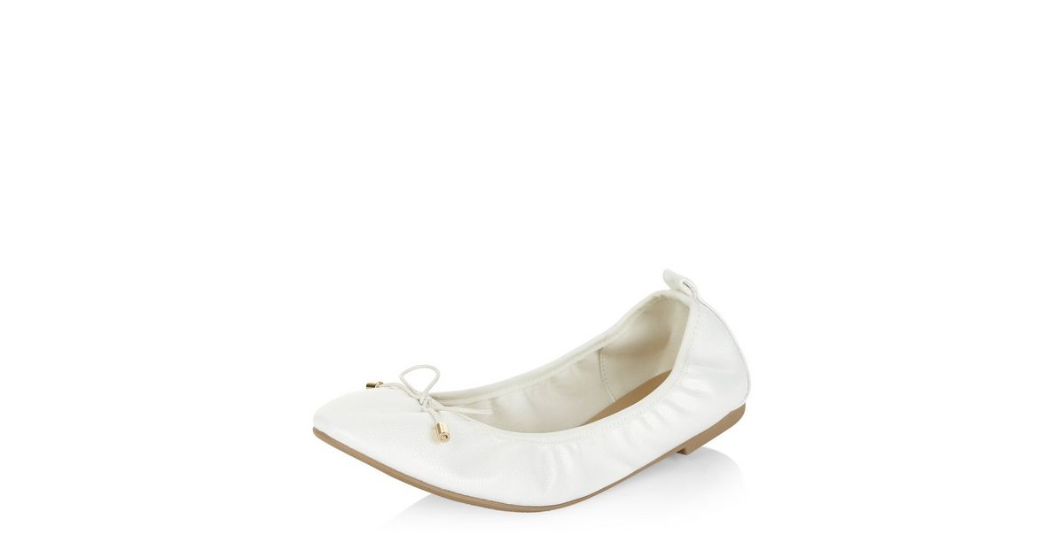Wide Fit White Elasticated Ballet Pumps New Look