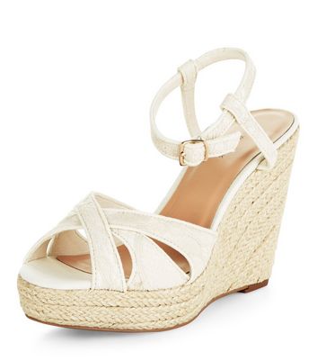 cream lace wedges