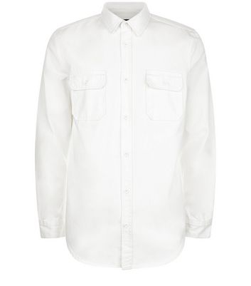 white denim shirt double pocket
