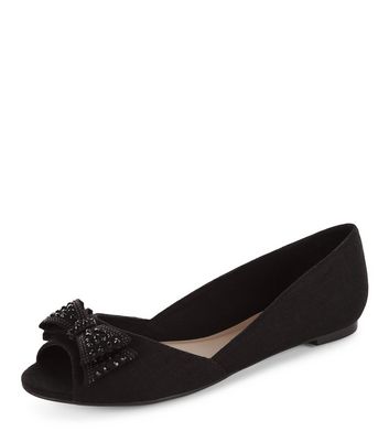 black diamante flat shoes