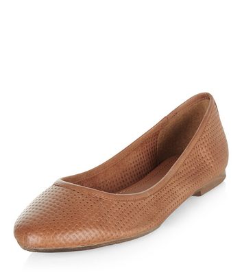 Tan Leather Woven Ballet Pumps | New Look