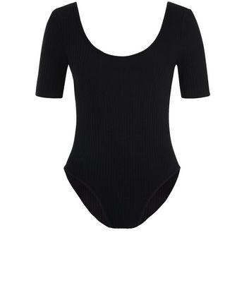 black scoop neck bodysuit