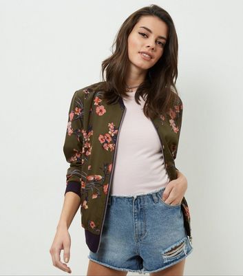 khaki floral jacket