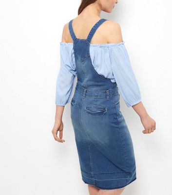 denim midi pinafore dress uk